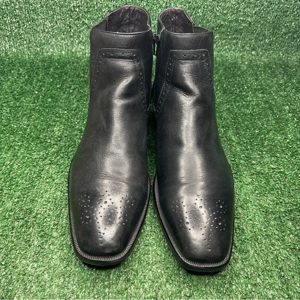 Johnston & Murphy Mens Size 12 M Black Leather Side Zip Chelsea Boots EUC